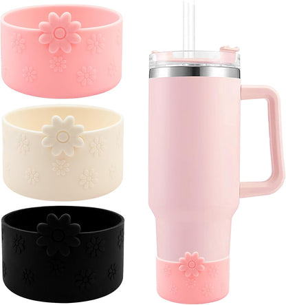 Hpbel Protective Silicone Boot for Stanley Cup Accessories Compatible with Stanley Cup Boot 40/30z and More Bottles with 2.95in Bottom for Water Bottle Flower Tumbler Accessories