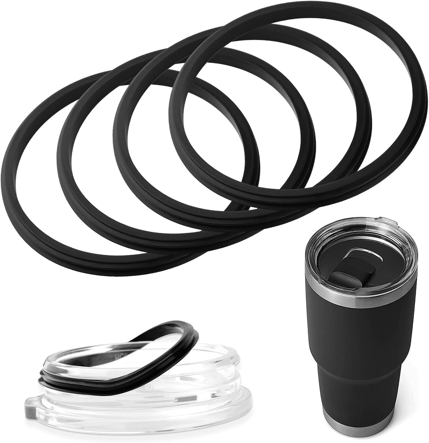Gasket Replacement Compatible with Yeti 30 Oz Tumbler Lid, O Ring Rubber Seal For Yeti 14 OZ Mug Lid-4 Pack Replacement Silicone Seal Parts