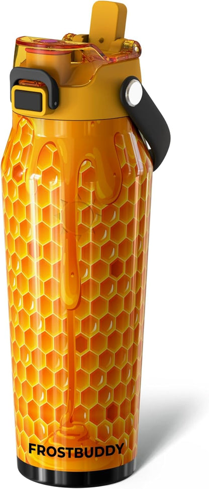 Frost Buddy 24oz Insulated Water Bottle with Straw & Chug Lid | Leak-Proof Stainless Steel | 24-Hours Cold | Sweat-Proof, Cup Holder Friendly | Ideal for Gym, Travel, Sports & Everyday Hydration - Colors A