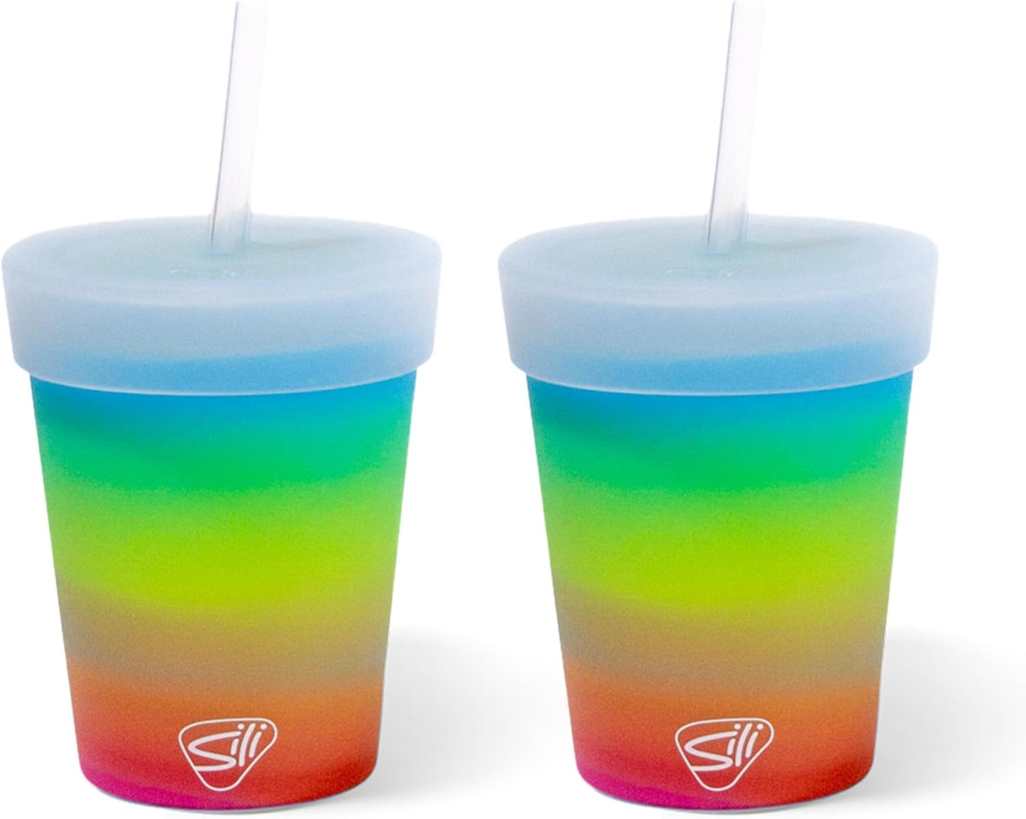 Silipint 8oz Silicone Tumbler with Straw and Lid – Unbreakable, BPA Free, Non-Toxic, Dishwasher, Microwave, Freezer Safe Tumbler Cup – Drinkware for Juice, Smoothies, Coffee (Cool Berry Crush)