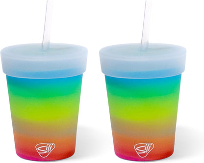 Silipint 8oz Silicone Tumbler with Straw and Lid – Unbreakable, BPA Free, Non-Toxic, Dishwasher, Microwave, Freezer Safe Tumbler Cup – Drinkware for Juice, Smoothies, Coffee (Cool Berry Crush)