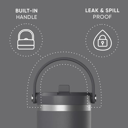 Hydrapeak Nomad 32oz Insulated Stainless Steel Travel Tumbler with Handle & Straw Lid, Leakproof, Cupholder Friendly, Keeps Drinks Cold 24 Hours, Reusable Bottle for Daily Hydration (Pale Sage)