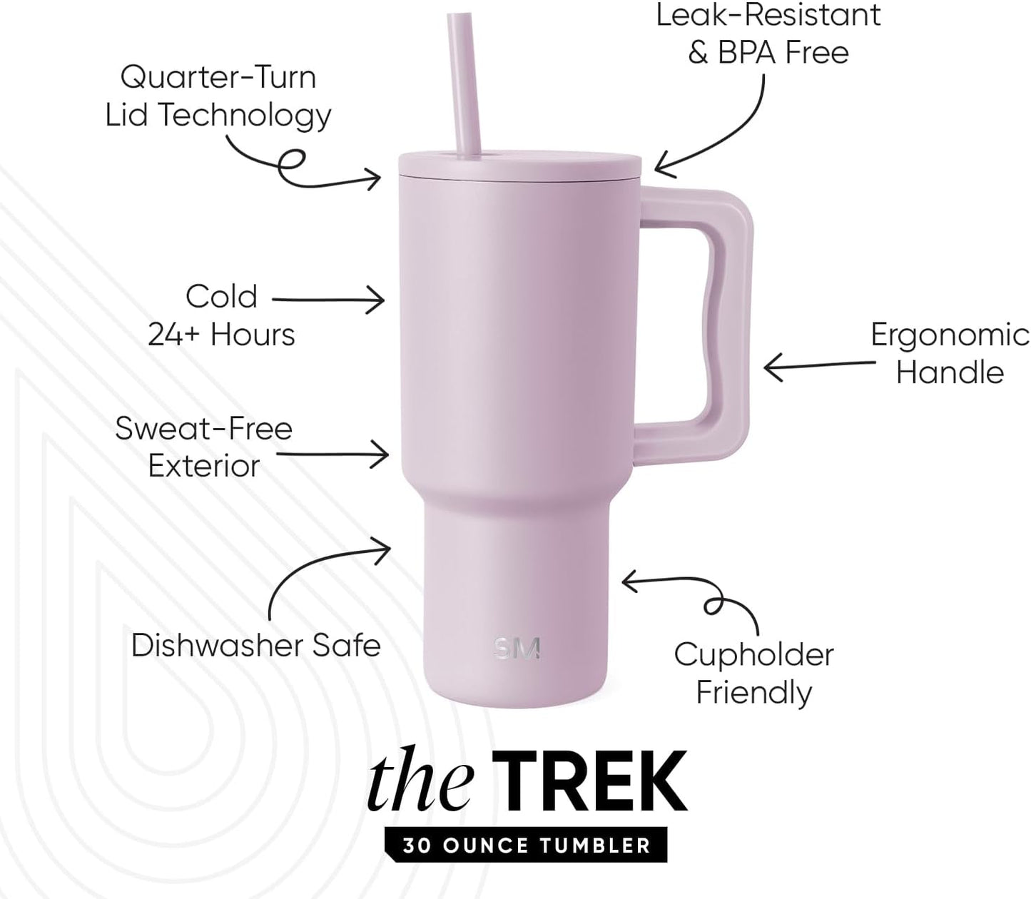 Simple Modern 40 oz Trek Tumbler with Handle and Straw Lid | Cup Holder Friendly Insulated Stainless Steel Travel Mug | Sea Glass Sage - Colors A