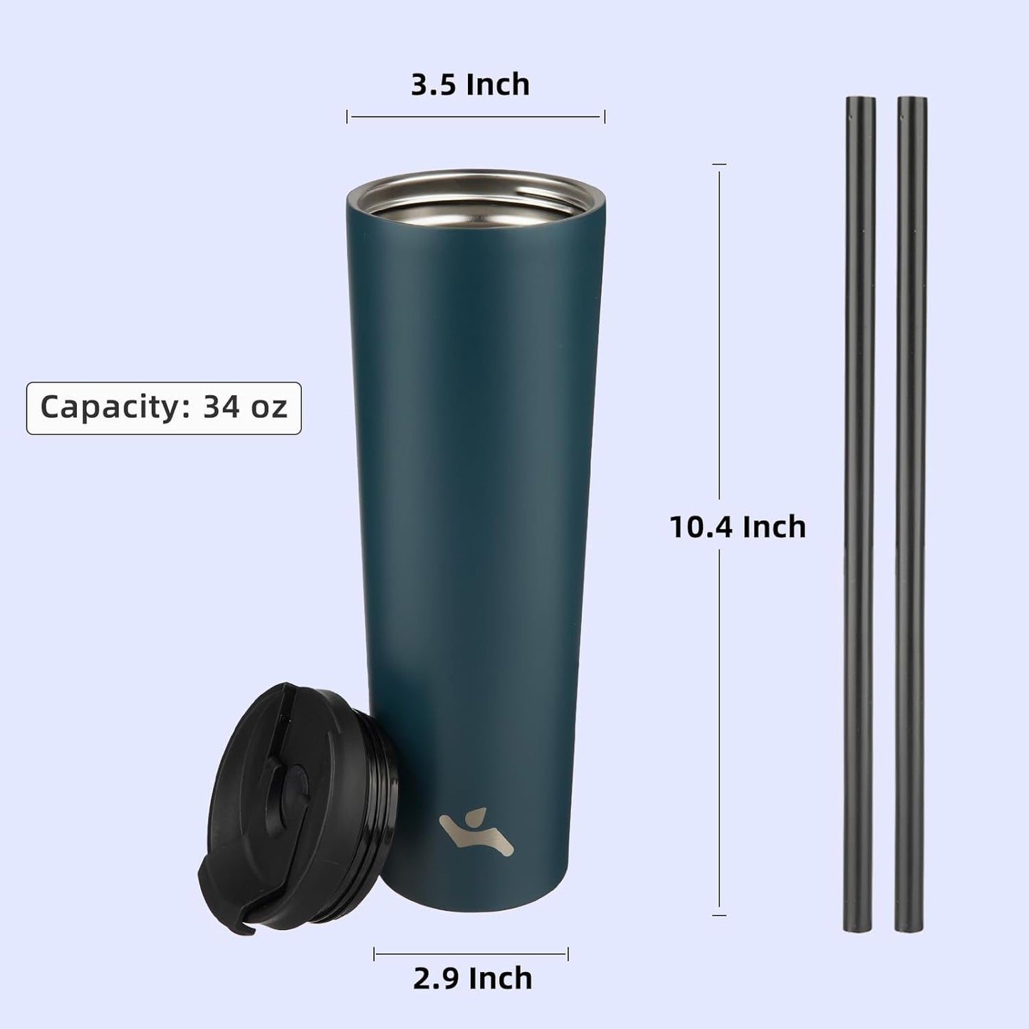 Konokyo 30 OZ Insulated Tumbler with Lid and 2 Straws Stainless Steel Water Bottle Vacuum Travel Mug Coffee Cup,Pastel Sunset