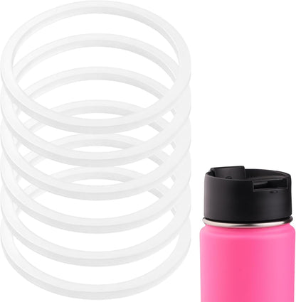 Rubber Gaskets Compatible with Hydro Flask Wide Mouth Lid Cap, Leak-Proof Silicone Seal O-Ring Parts, BPA-Free, 6 Pack