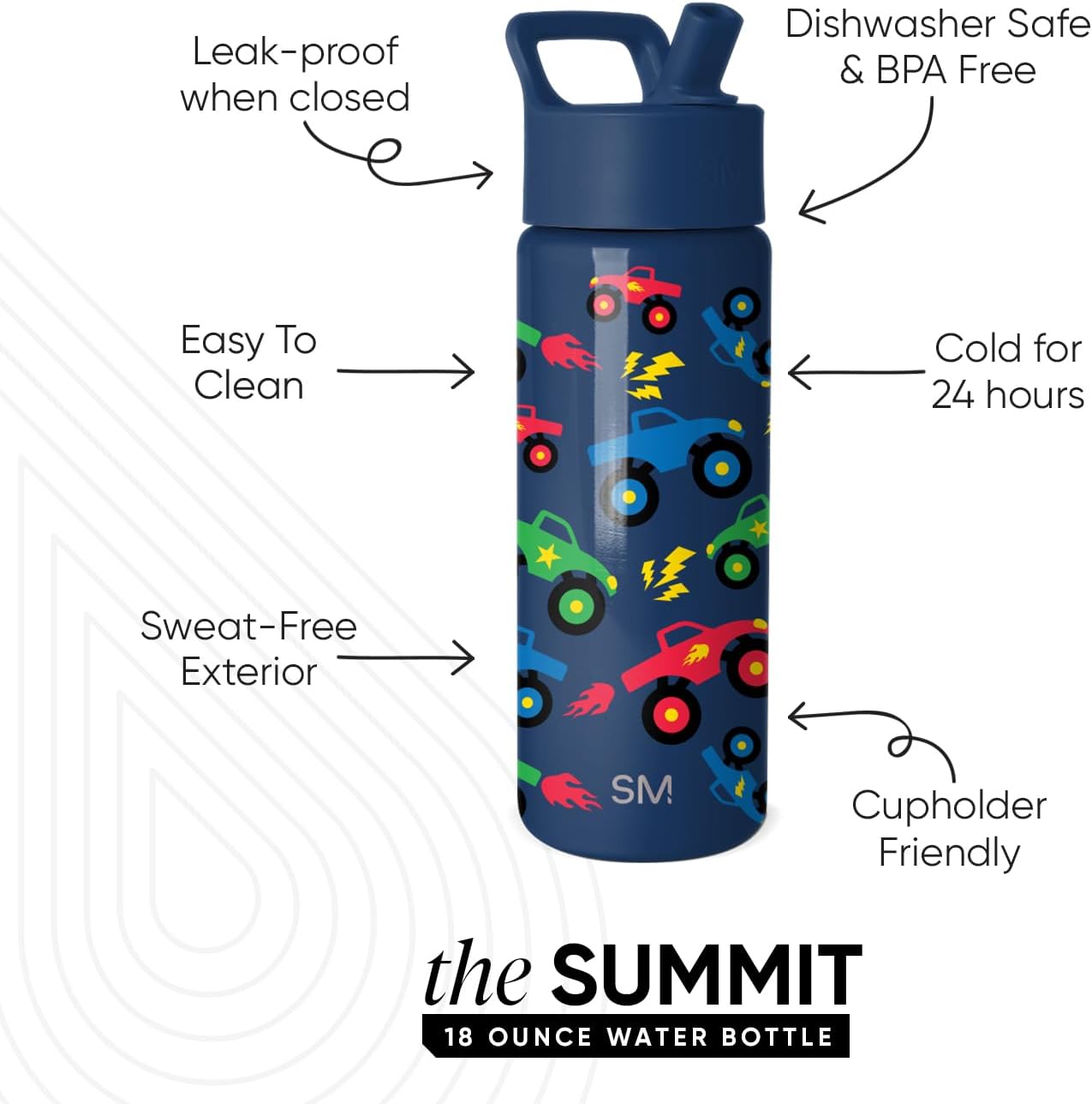 Simple Modern Kids Water Bottle with Straw Lid | 14oz Insulated Stainless Steel Kids Tumbler & Spill Proof Toddler Cup for School, Girls, Boys | Summit | Chloe Floral - Colors B
