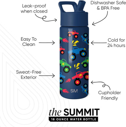 Simple Modern Kids Water Bottle with Straw Lid | 14oz Insulated Stainless Steel Kids Tumbler & Spill Proof Toddler Cup for School, Girls, Boys | Summit | Chloe Floral - Colors B