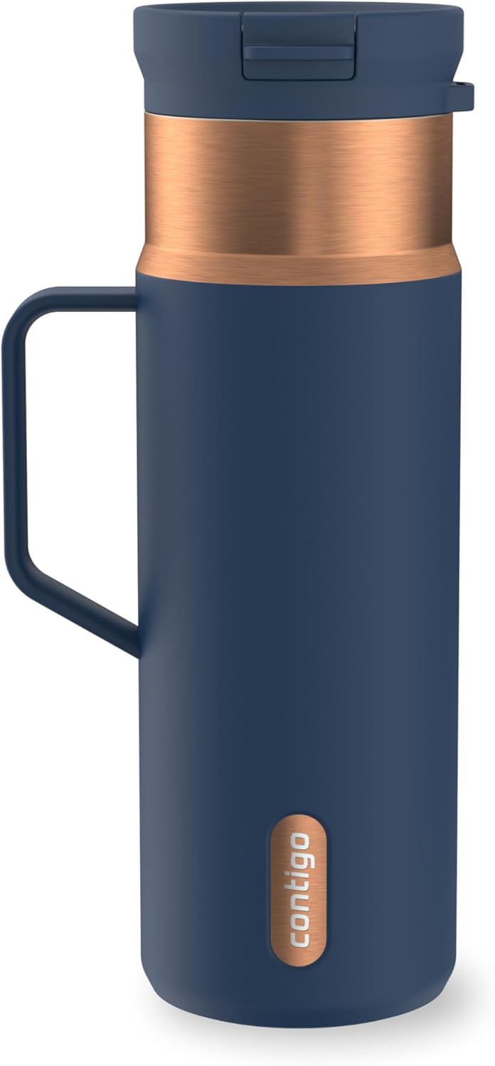 Contigo SnapSeal 30 oz Stainless Steel Vacuum-Insulated Tumbler with Handle & Reusable Straw, Leakproof AutoClose Lid, Cup Holder Friendly, BPA-Free & Lead-Free, Dishwasher Safe