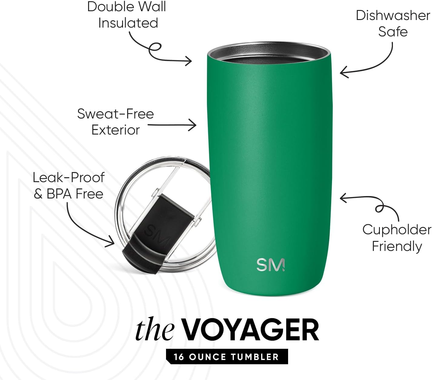 Simple Modern Voyager Tumbler with Flip Lid | Travel Coffee Mug | Insulated Stainless Steel Cold Brew Iced or Hot Coffee Cup | Gifts for Women Men Her Him | 16oz, Almond Birch