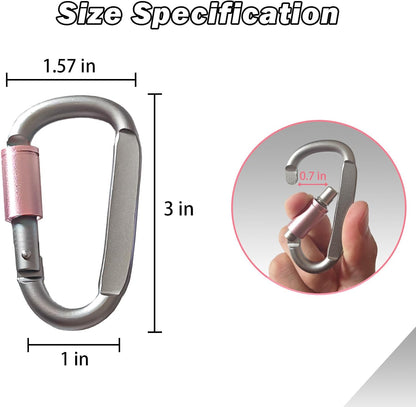 Paracord Keychain/Carabiner Clip - Jaymokes D Ring Metal Hook for Water Bottle, Key, Backpacks and More