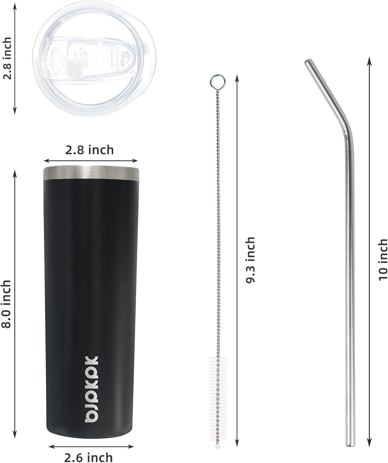 BJPKPK Skinny Tumbler with Lid 20 oz Stainless Steel Vacuum Insulated Double Wall Travel Coffee Water Tumblers Cup,White