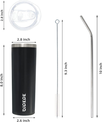 BJPKPK Skinny Tumbler with Lid 20 oz Stainless Steel Vacuum Insulated Double Wall Travel Coffee Water Tumblers Cup,White
