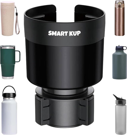 Car Cup Holder Expander - Fits Hydro Flasks 32/40 oz, Nalgene, Yeti & Large Bottles up to 3.8 inches Wide - for Car up to 3.2 Inches Wide - Black