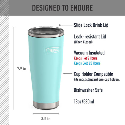 THERMOS ICON SERIES, Stainless Steel Tumbler with Slide Lock, 18 Ounce, Mystic Navy