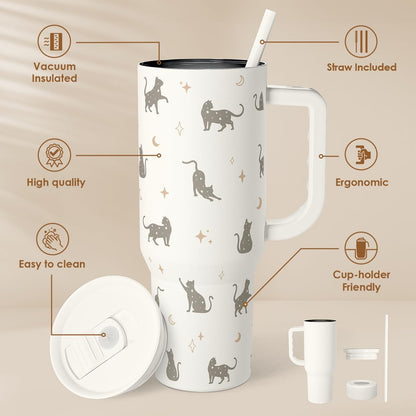 SANDJEST Pickleball 40oz Tumbler With Handle and Straw, Pickleball Queen Insulated Stainless Steel Travel Coffee Mug for Women Girls Players, Gift Idea for Birthday Christmas Mothers Day