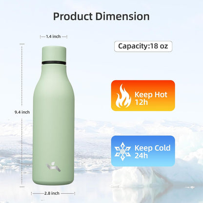 Konokyo Insulated Water Bottle with Strap,18 oz Double Wall Stainless Steel Vacuum Bottles Metal Water Flask,Macaron Green - Colors A
