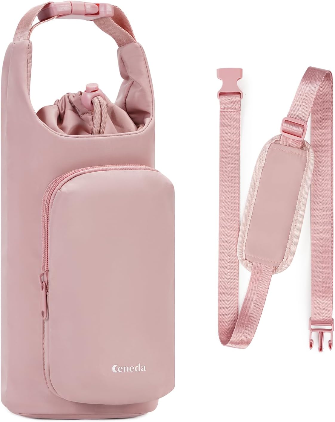 Ceneda Water Bottle Carrier Bag with Phone Pocket 32oz 40oz Tumbler Insulated Water Bottle Holder with Adjustable Shoulder Strap Carrier Sling Bag (Purple)