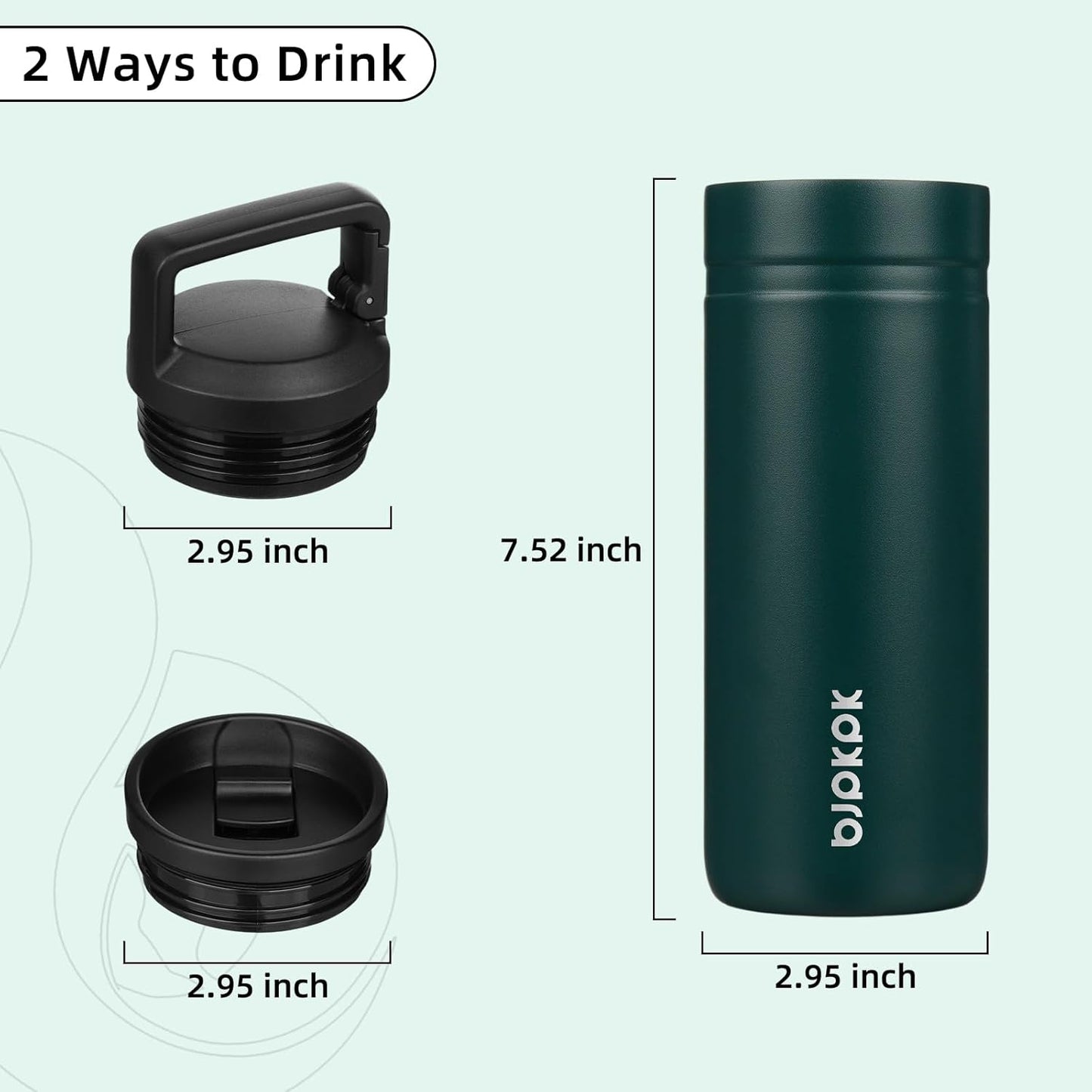 BJPKPK Insulated Water Bottle with 2 Lids,20 oz Double Wall Stainless Steel Vacuum Tumbler Travel Coffee Mug,Wide Mouth Thermal Cup,Haze Blue