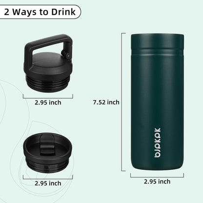 BJPKPK Insulated Water Bottle with 2 Lids,20 oz Double Wall Stainless Steel Vacuum Tumbler Travel Coffee Mug,Wide Mouth Thermal Cup,Haze Blue