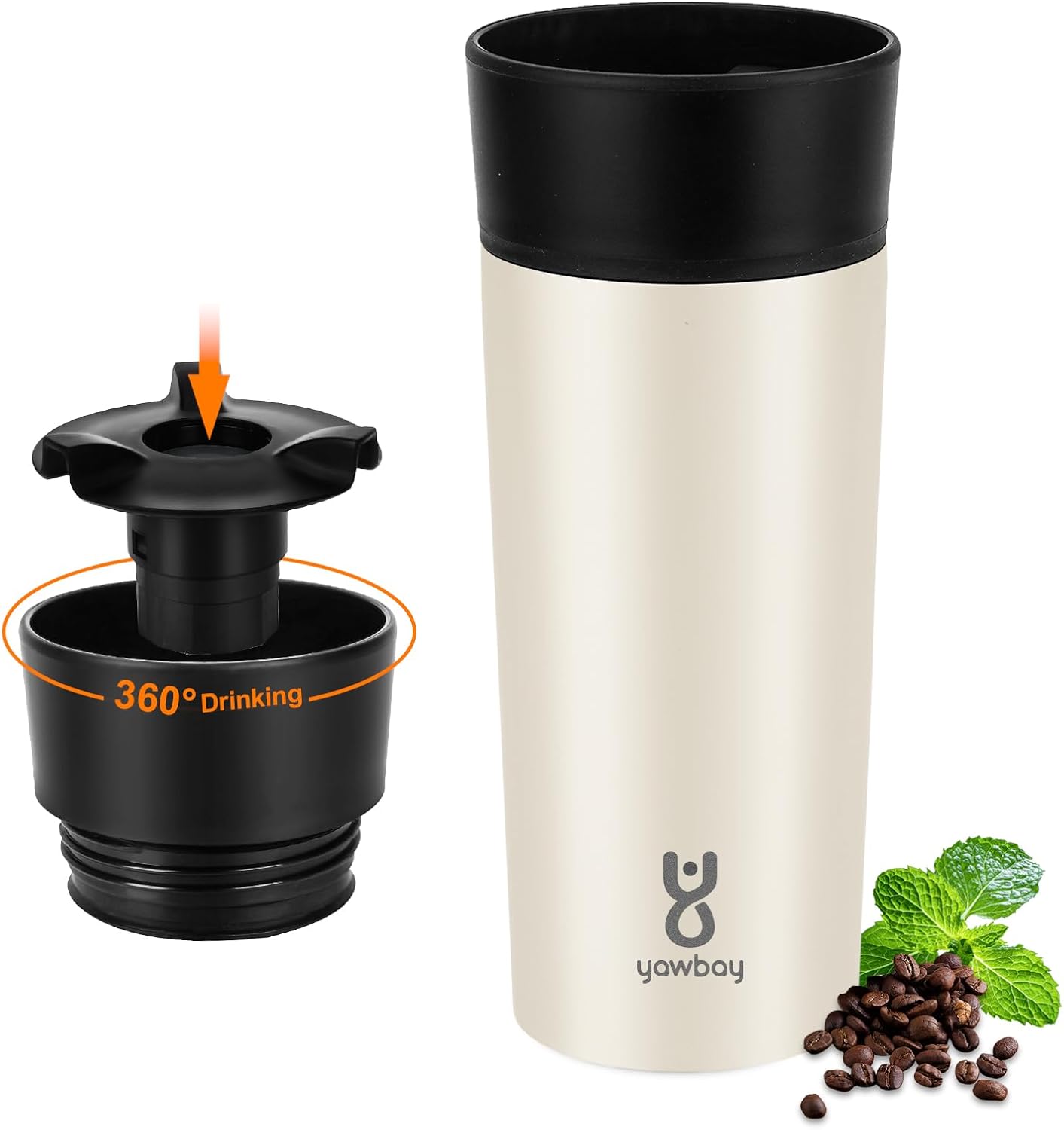 Travel Coffee Mug with 360°Lid, Travel Coffee Tumbler 16 oz Leak Proof, Stainless Steel Insulated Travel Mugs for Hot and Cold Spill Proof Leak Proof (Purple)