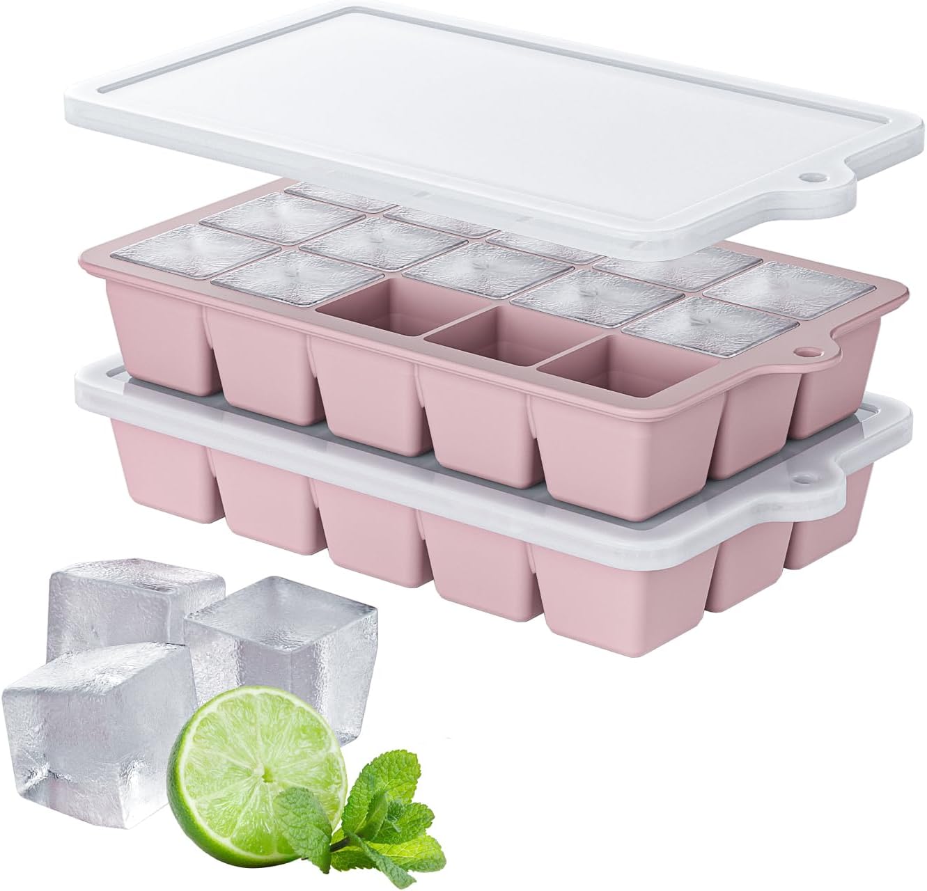 Silicone Ice Cube Tray 3 Pack, HANCELANT Ice Cube Mold, Ice Trays for Freezer with Lid for Whiskey, Baby Food, BPA Free, Easy Release