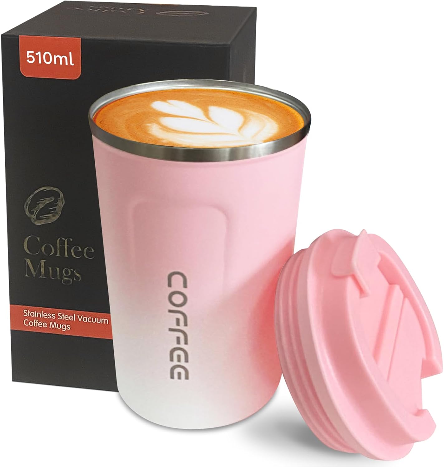 YINBAOGE Insulated Travel Coffee Mug, Spill & Leak Proof, Portable To Go Camping Stainless Steel Coffee Tumbler, Reusable Thermal Coffee Cup with Lid for Hot & Cold Drinks (Black, 12 OZ)