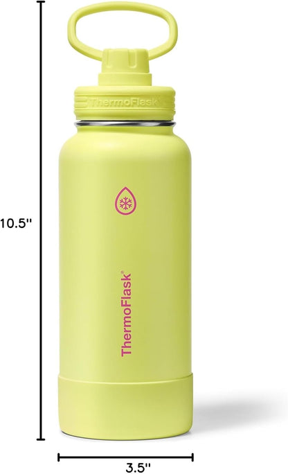 ThermoFlask Insulated Water Bottle with Spout Lid (24 oz, Lemonade Stand) - Leakproof, Stainless Steel Water Bottle for Cold & Hot Drinks, Travel & Daily Hydration