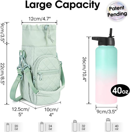 sportsnew Water Bottle Holder 40oz Crossbody Insulated Cup Sleeve Water Bottle Carrier Sling Bag with Phone Pocket, Walking