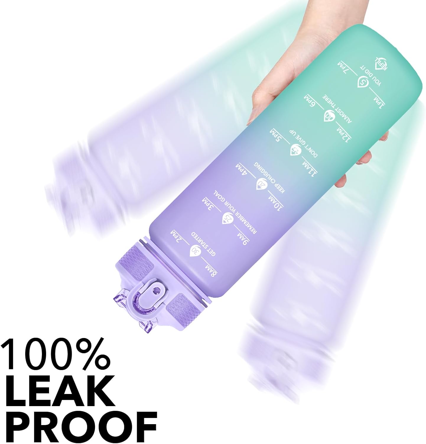 Hyeta 32oz Water Bottles with Straw - Stay Motivated and Hydrated with Convenient Times to Drink Markings, Durable, Leak-proof