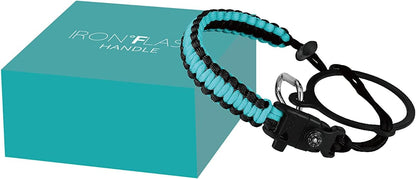 IRON °FLASK Paracord Handle - Fits Wide Mouth Water Bottles - Durable Carrier, Secure Accessories, Survival Strap Cord, Safety Ring, and Carabiner - Seven Core Paracord Bracelet