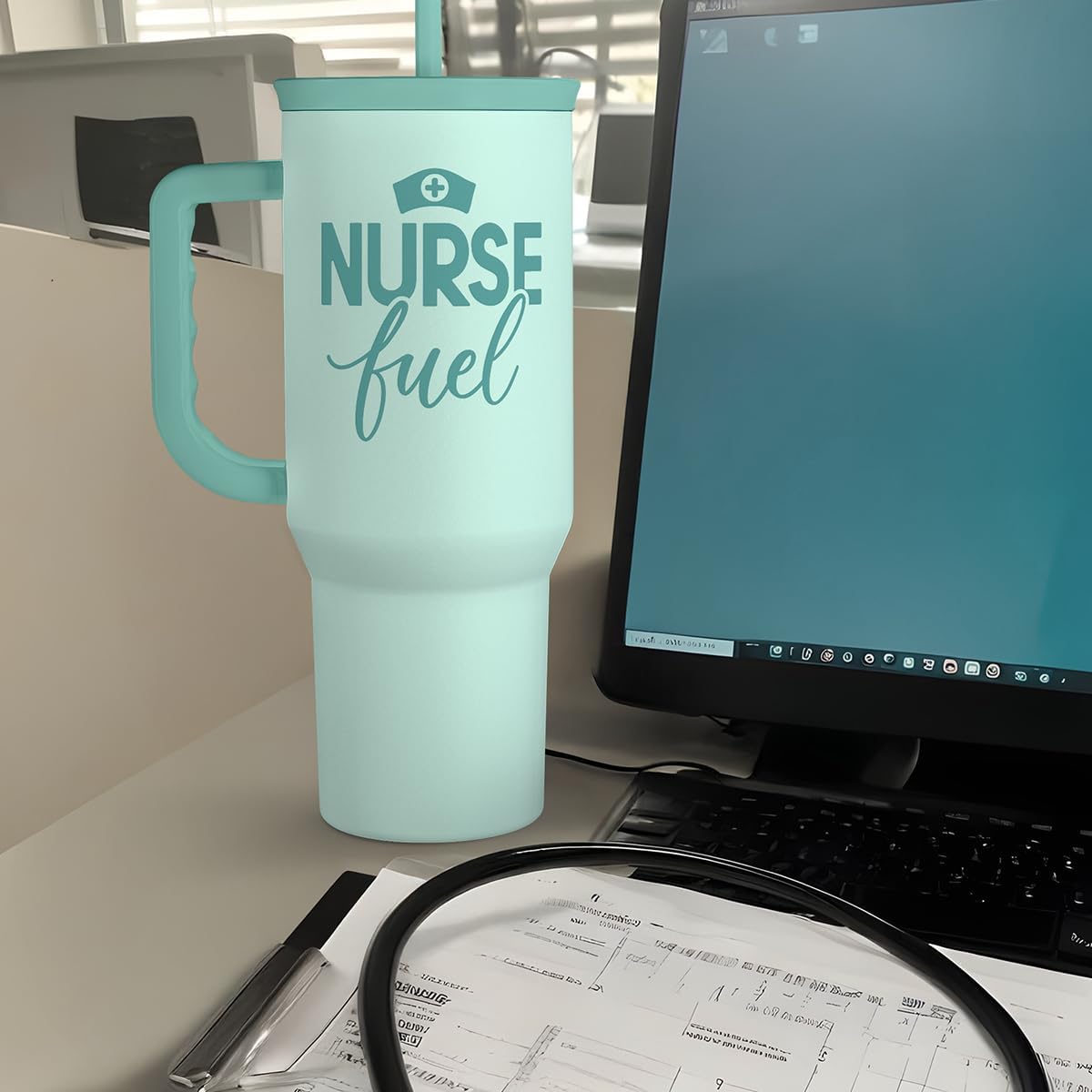 Floral Tumbler with Handle 40oz, Stainless Steel Insulated Tumblers Coffee Travel Mug Cup with Straw, Flower Coffee Cup Gifts for Women Girls, Gift for Her on Christmas Birthday Mothers Day