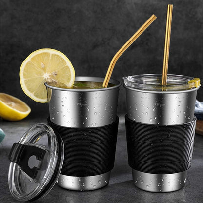 Hiware 12-Pack Reusable Stainless Steel Metal Straws with Case - Long Drinking Straws for 30 oz and 20 oz Tumblers Dishwasher Safe - 2 Cleaning Brushes Included