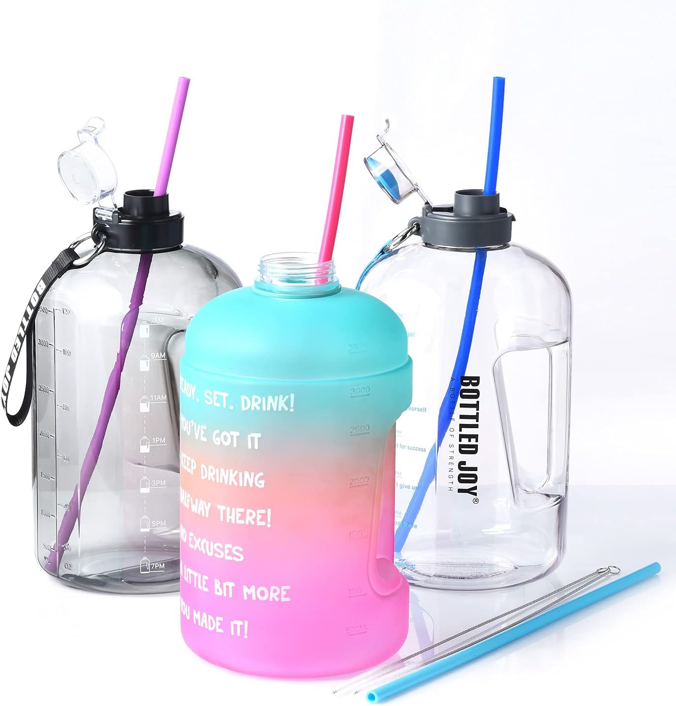 ALINK 15 inch Extra Long Reusable Silicone Straws, 4-Pack Flexible Straws for Stanley 40 oz Tumbler, 1 Gallon Water Bottles, 128 64 30 oz Jug Cup with Cleaning Brush