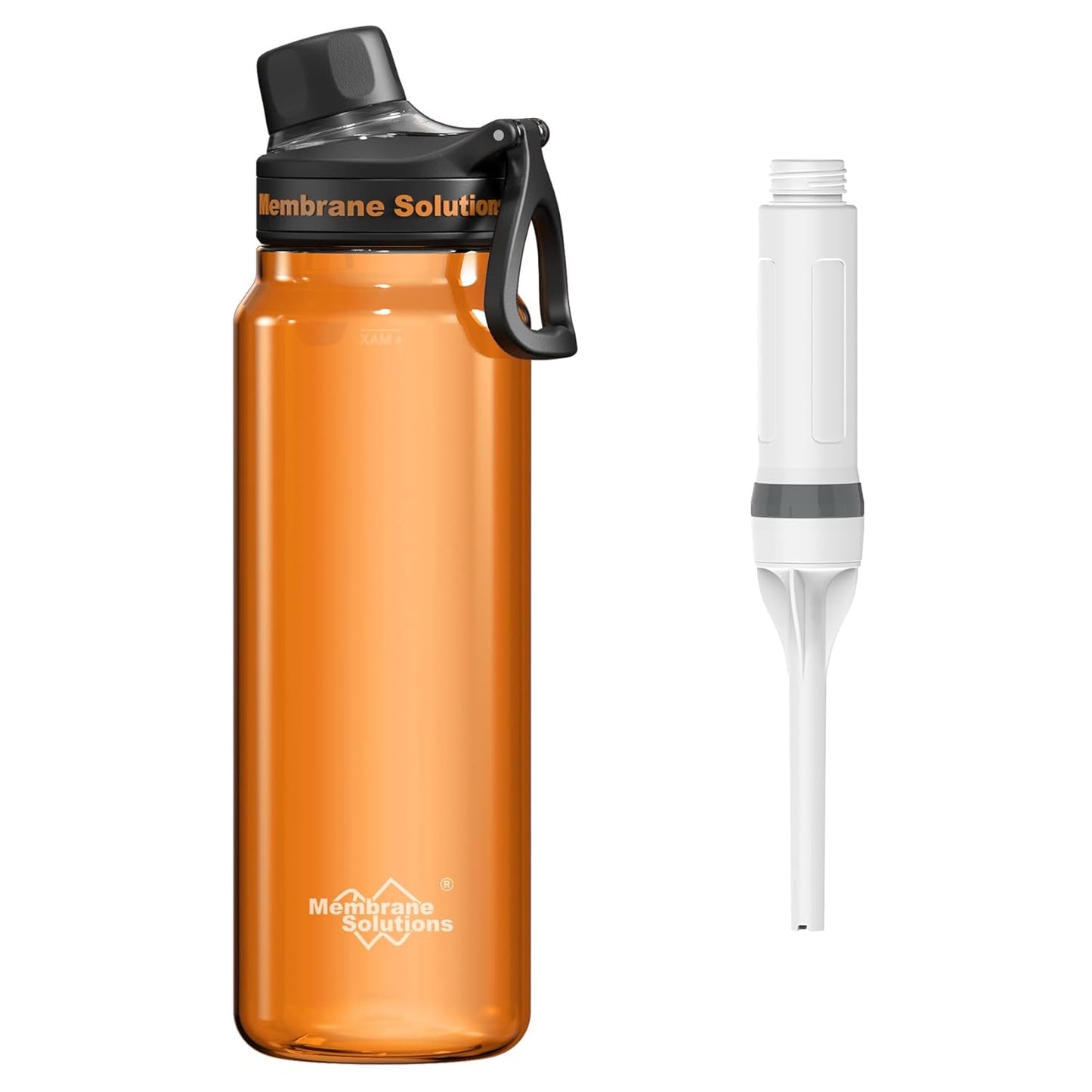 Filtered Water Bottle, Membrane Solutions C3 Water Bottle Filter with Replaceable ACFX2 Filter Cartridge, Portable Water Filter 36oz BPA-Free for Travel, Hiking & Camping Drinking use(Grey)