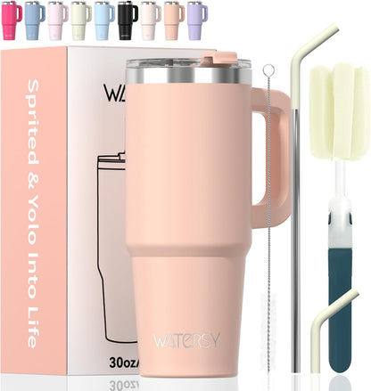 40 oz Tumbler with Handle,Tumbler with Lid and Straw,Double Wall Insulated Cup Stainless Steel Travel Mug(Cold for 34 Hours),Water Bottle for Iced Tea,Coffee,Cold Beverages(Purple)