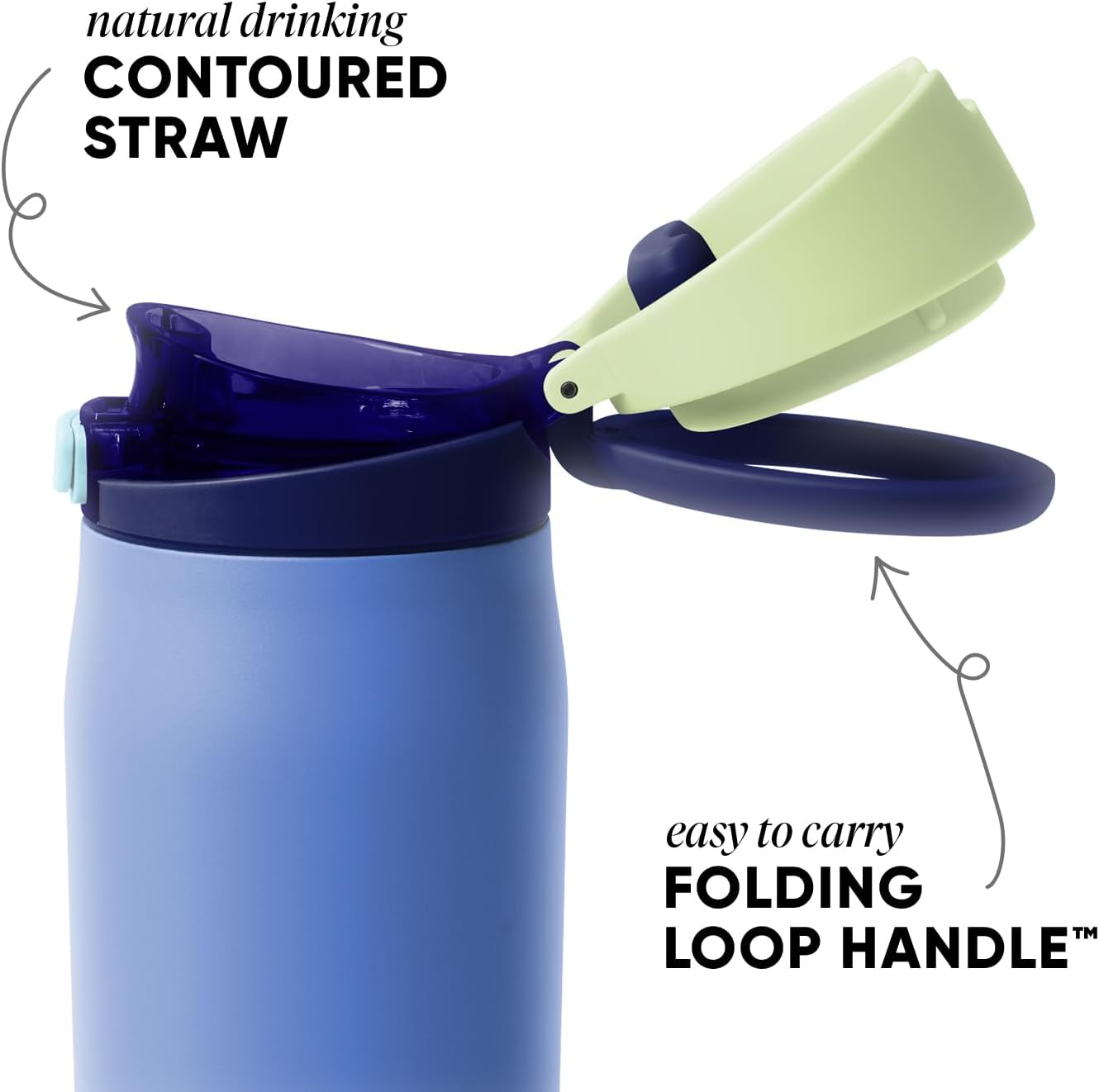 Simple Modern Mesa Loop Water Bottle with Covered Straw and Handle | 24oz Cup Holder Friendly Insulated Stainless Steel Bottles for Travel, Sports and School | Iris Sage - Colors B