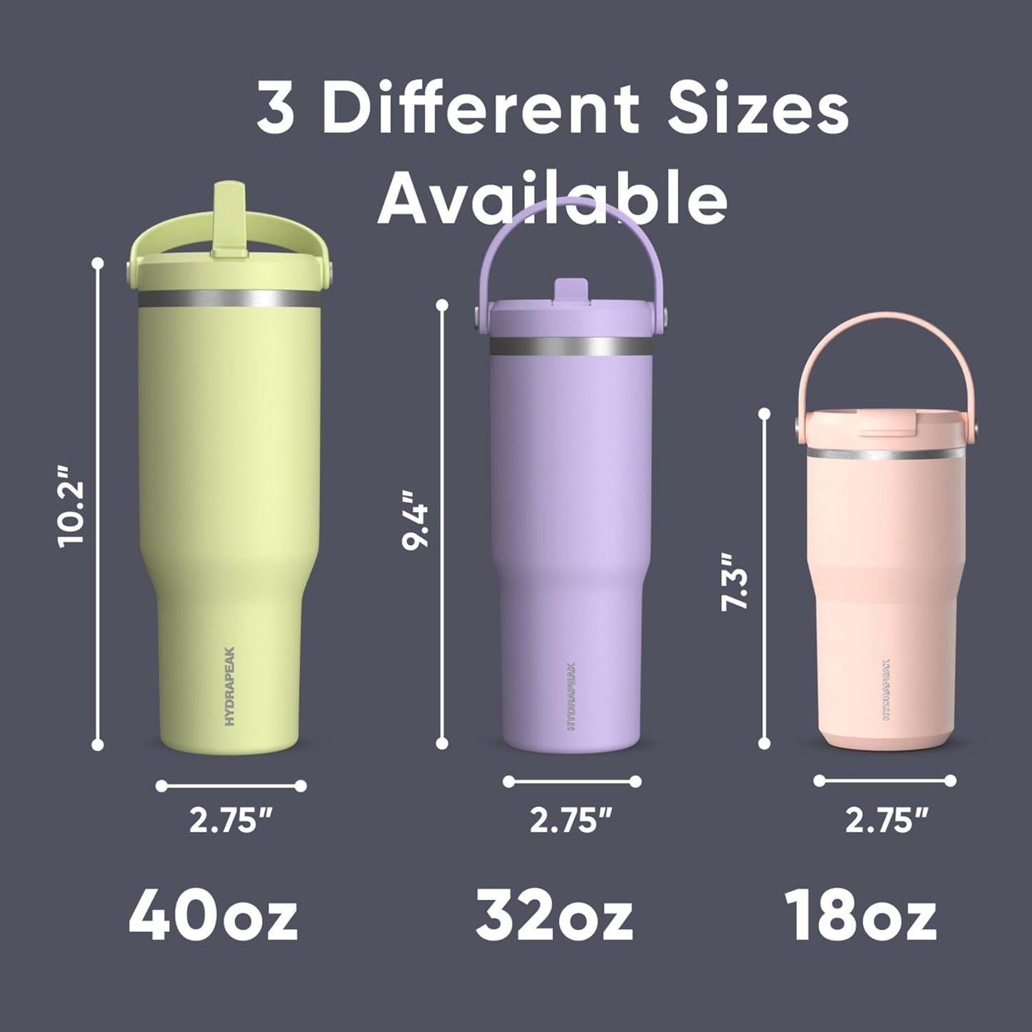 Hydrapeak Nomad 32oz Insulated Stainless Steel Travel Tumbler with Handle & Straw Lid, Leakproof, Cupholder Friendly, Keeps Drinks Cold 24 Hours, Reusable Bottle for Daily Hydration (Pale Sage)