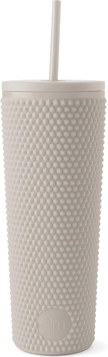 Simple Modern Plastic Matte Studded Tumbler with Lid and Straw | Reusable BPA Free Iced Coffee Cups Double Wall Smoothie Cup | Gifts for Women Men Him Her | Classic Collection | 24oz | Raspberry Vibes