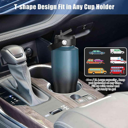 SENDESTAR 40oz Water Bottle Wide Mouth Stainless Steel Vacuum Insulated Double Wall with Straw Lids Fit in Any Car Cup Holder