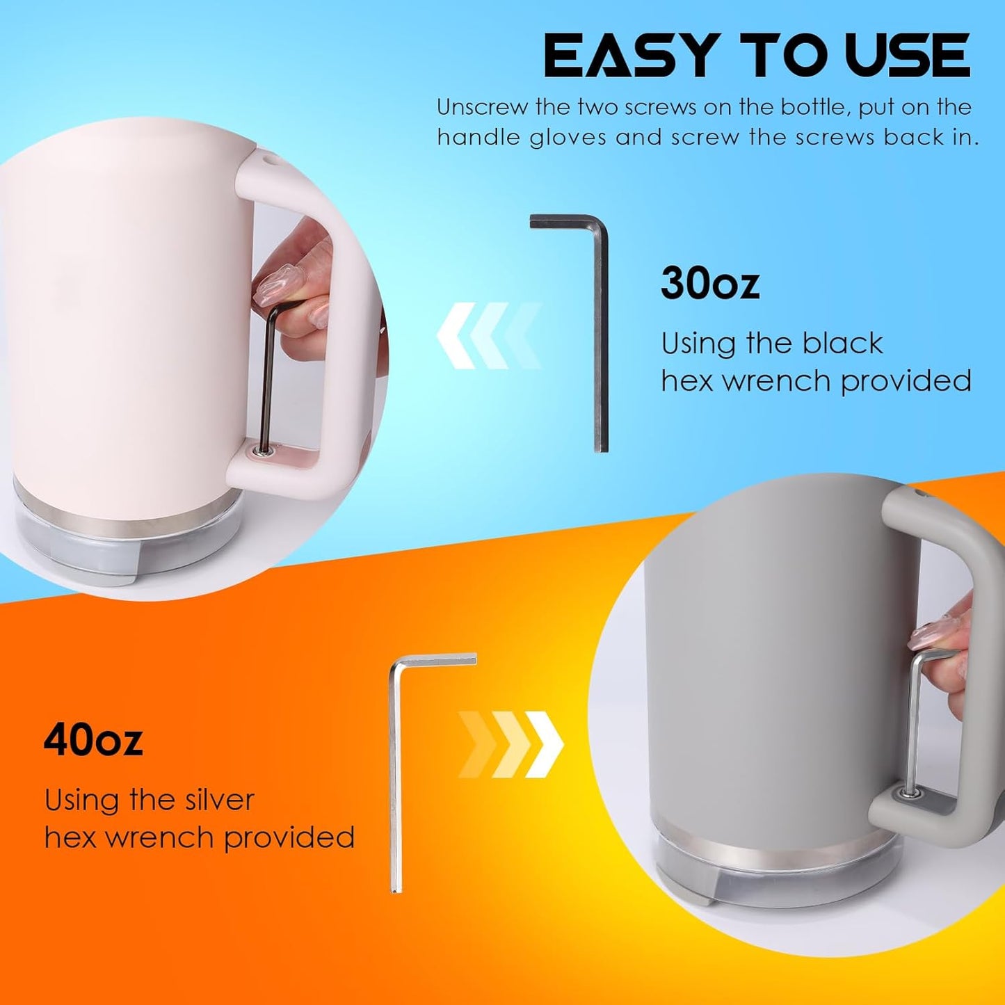 Tumb’ler Handle Cover Sleeve Compatible with S’tanley Tumbler with Handle, Neoprene Water Bottle Handle Protector Sleeve for 30-40 oz S’tanley