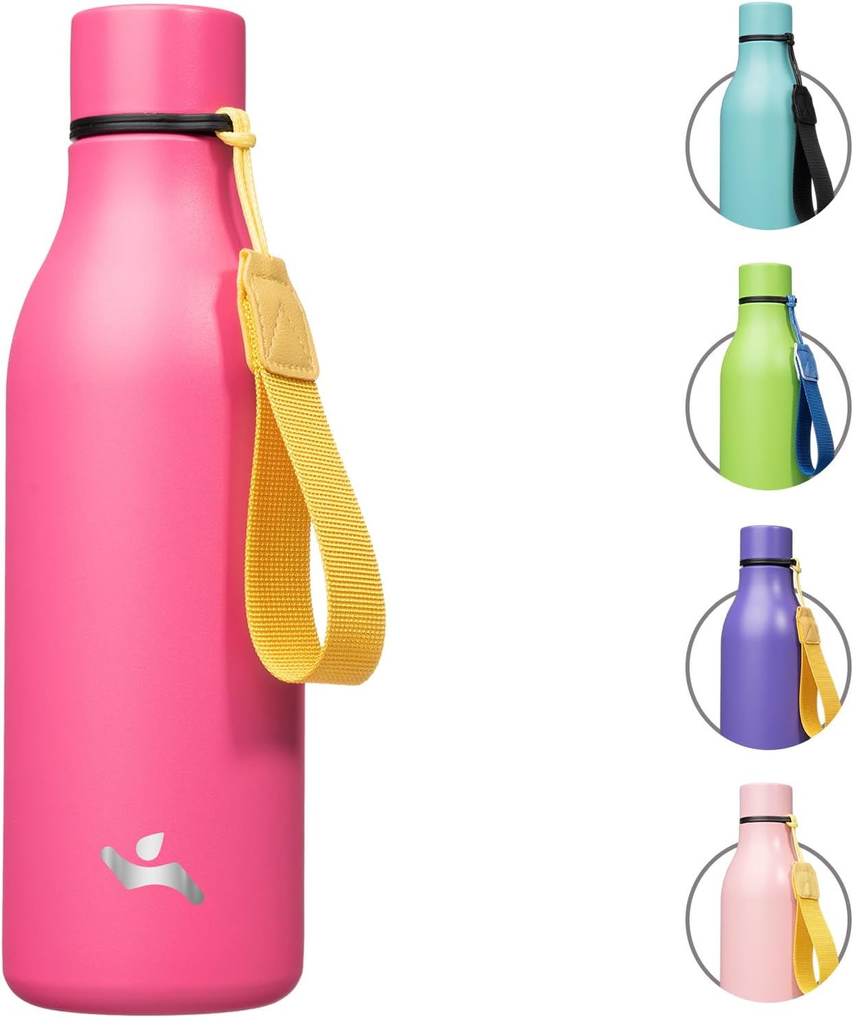 Konokyo Insulated Water Bottle with Strap,18 oz Double Wall Stainless Steel Vacuum Bottles Metal Water Flask,Macaron Green - Colors B