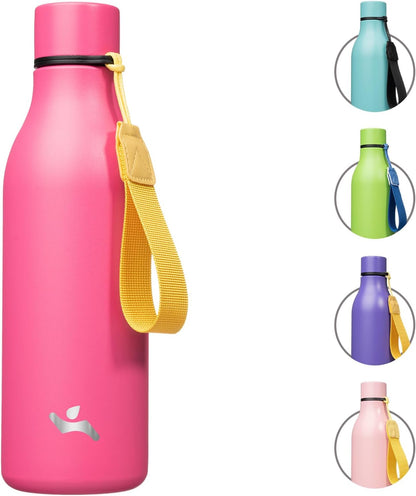 Konokyo Insulated Water Bottle with Strap,18 oz Double Wall Stainless Steel Vacuum Bottles Metal Water Flask,Macaron Green - Colors B