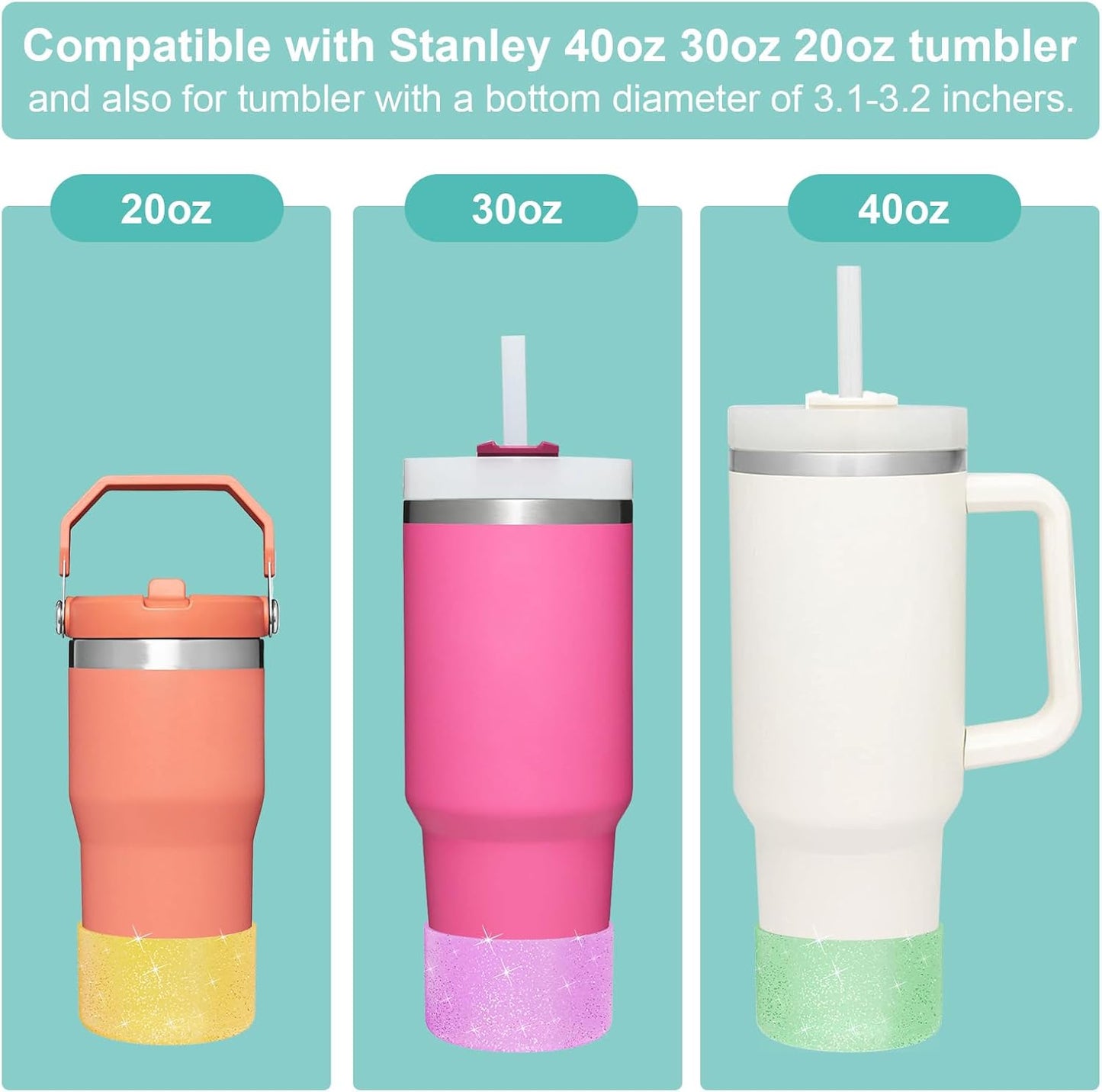 Airboat Upgrade 2PCS Protective Silicone Boot Bumper for Stanley Quencher Adventure 40oz 30oz IceFlow 20oz 30oz Tumbler, Water Bottle Bottom Sleeve Cover Accessories for Stanley Mug Cup(Black)