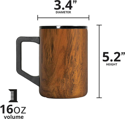 Elemental Insulated Coffee Mug - Triple-Wall Stainless Steel Summit Travel Cup for Hot and Cold Drinks - Thermal Coffee Mug with Lid and Handle for Camping, Office & Travel 16oz - Rainbow Speckle