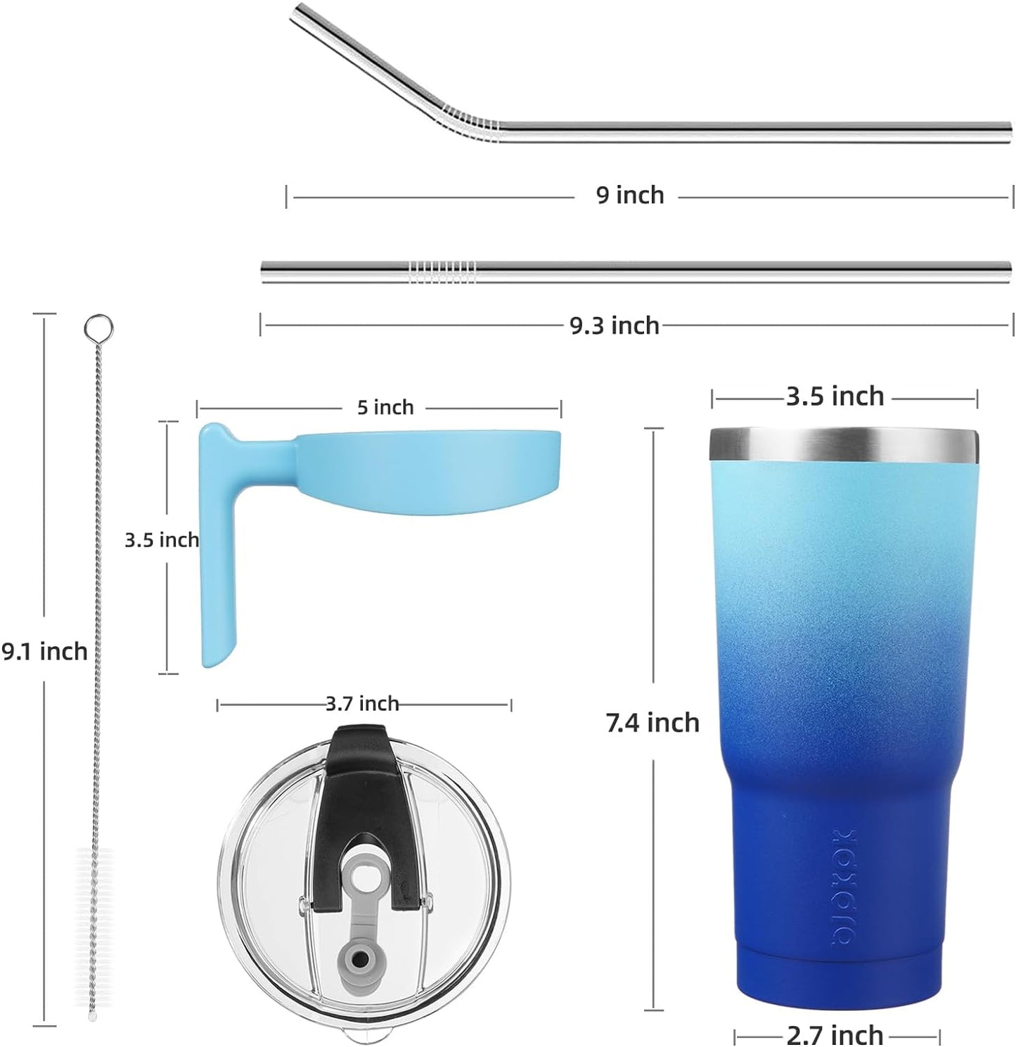 BJPKPK Tumbler With Handle And Straw Lid 40 oz Stainless Steel Insulated Coffee Tumbler Cups For Home, Office or Car,Turquoise