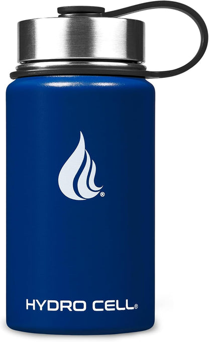 HYDRO CELL Stainless Steel Insulated Water Bottle with Straw - For Cold & Hot Drinks - Metal Vacuum Flask with Screw Cap and Modern Leakproof Sport Thermos for Adults (Neon 18oz)