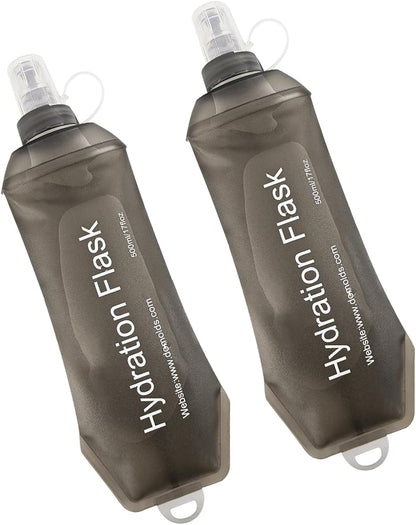WILDREEDS 500ml Soft Flask, TPU Collapsible Soft Water Bottle for Hydration Pack, Running Vest, Folding Water Bottle for Hiking Cycling Climbing-1Pcs, White