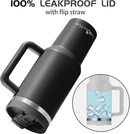 Labulabla 40oz Stainless Steel Insulated Tumbler with Flip Straw, 2-in-1 Lid, 100% Leakproof, Cup Holder Friendly, Handle, BPA-Free (light pink, 40, ounces)