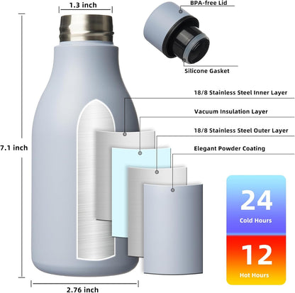 BJPKPK Insulated Water Bottles, 18 oz Stainless Steel Metal Water Bottle with Strap, BPA Free Leak Proof Jugs, Mugs, Flasks, Reusable Thermal Flasks for Sports & Travel, Black - Colors B