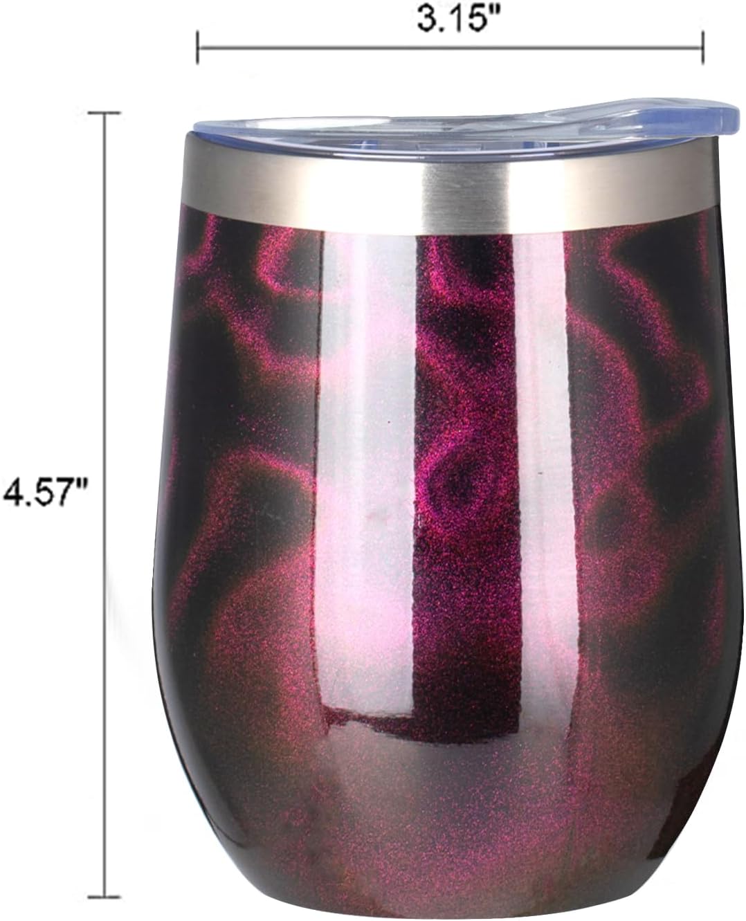 MEZMUT 12 Oz Insulated Wine Tumbler with Lid Double Wall Vacuum Stainless Steel Wine Glass Coffee Mug Insulated Tumbler Cup for Champaign, Cocktail, Beer (Black, 1 Pack)